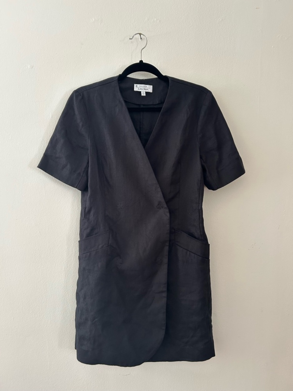 & Other Stories Tailored Black Linen Mini Dress Size 8 - Picture 2 of 7